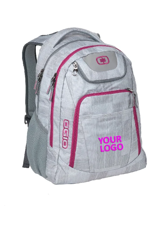 Reflective backpack for safe nighttime jogging -OGIO Excelsior Customzied Backpacks, Blizzard/ Pink