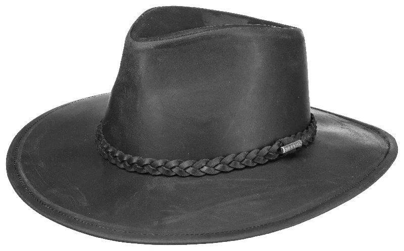 Classic cap with subtle tonal embroidery -Stetson 2797301 Buffalo Leather Black