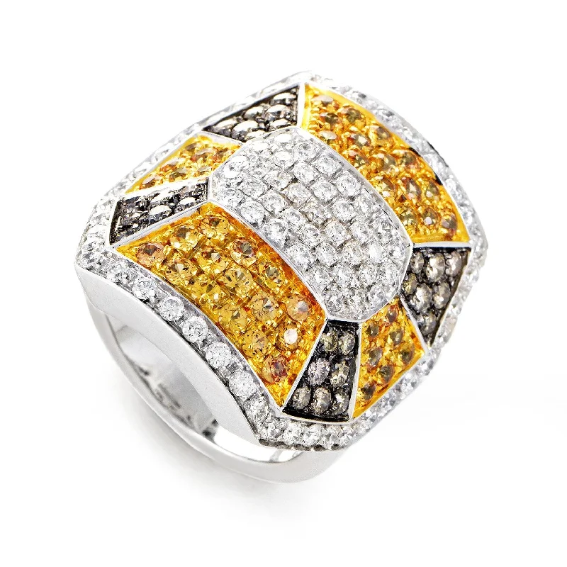 Rings with shield-shaped stones for boldness -Oro Trend White Gold Diamond & Yellow Sapphire Ring Size 7.5