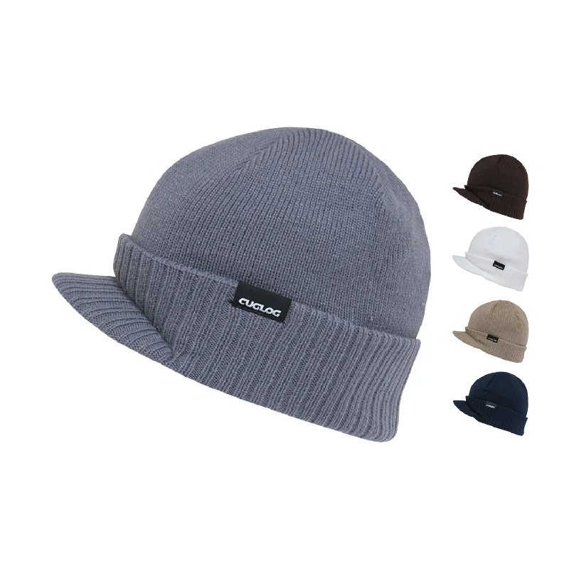 Washed cap with soft vintage feel -Cuglog K010 Ribbd Cuffed Knit Beanies Hats Winter Ski Hybricap GI Visor Caps