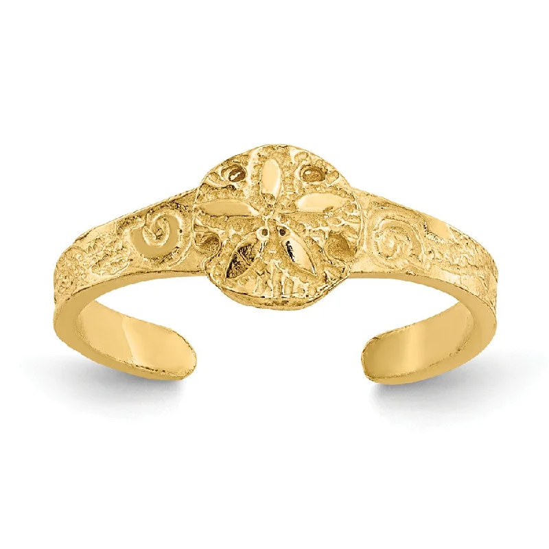 Rings with gothic-inspired skull motif details -Sand Dollar Toe Ring in 14 Karat Gold