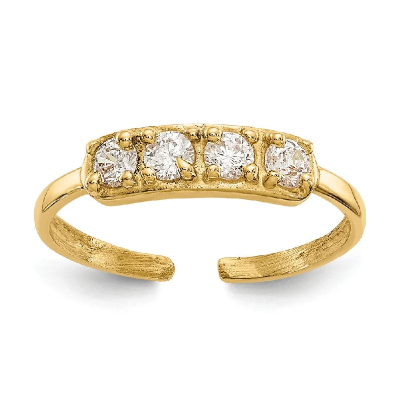 Rings with wide bands for statement wear -Cubic Zirconia Toe Ring in 14 Karat Gold