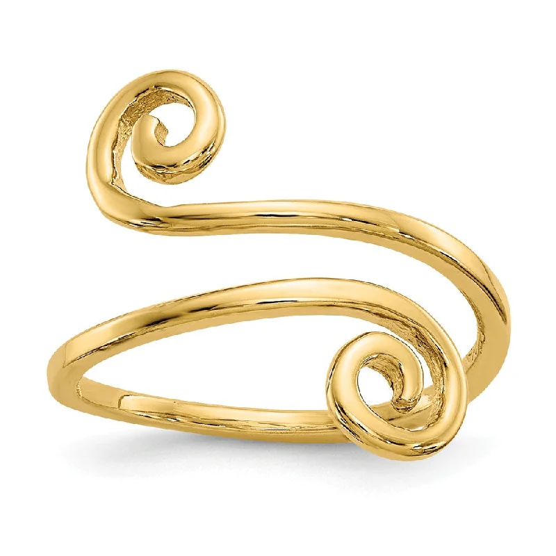 Rings with hammered silver for rustic appeal -Swirl Toe Adjustable Ring in 14 Karat Gold