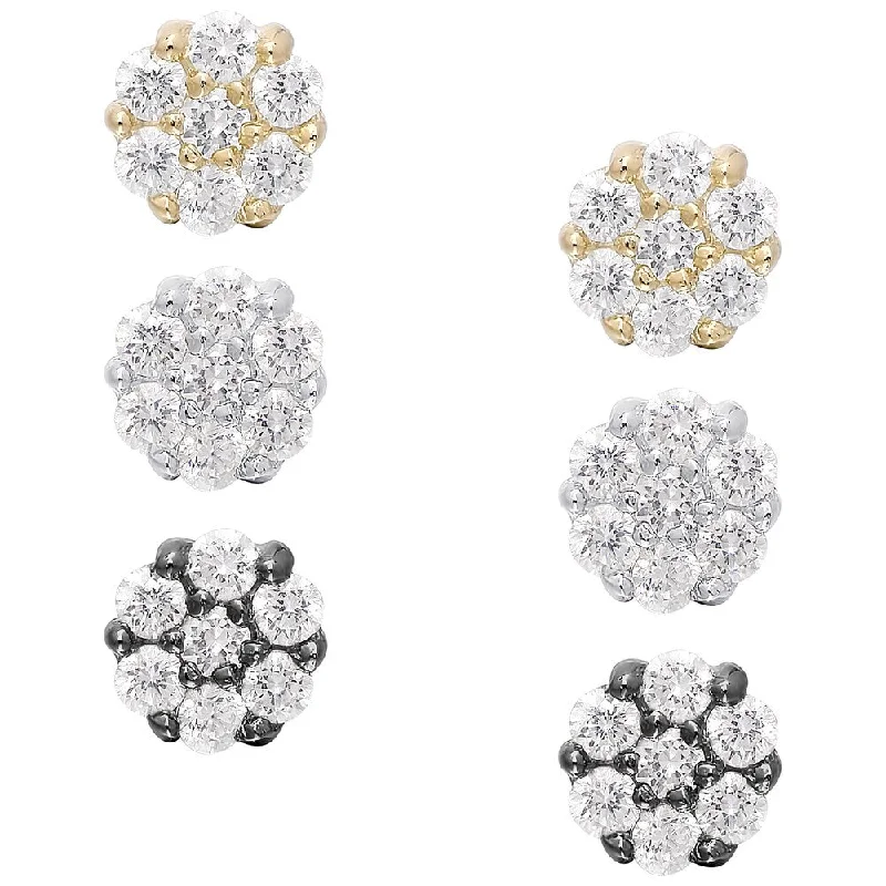 Vintage rings with engraved floral band designs -Dolce Giavonna Sterling Silver Cubic Zirconia Stud Earring Set