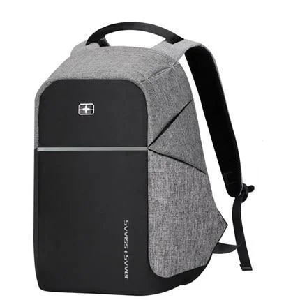 Waterproof backpack for rainy outdoor adventures -Swiss Style Original Bobby Design Anti-Theft 15" Laptop Backpack with USB Charging