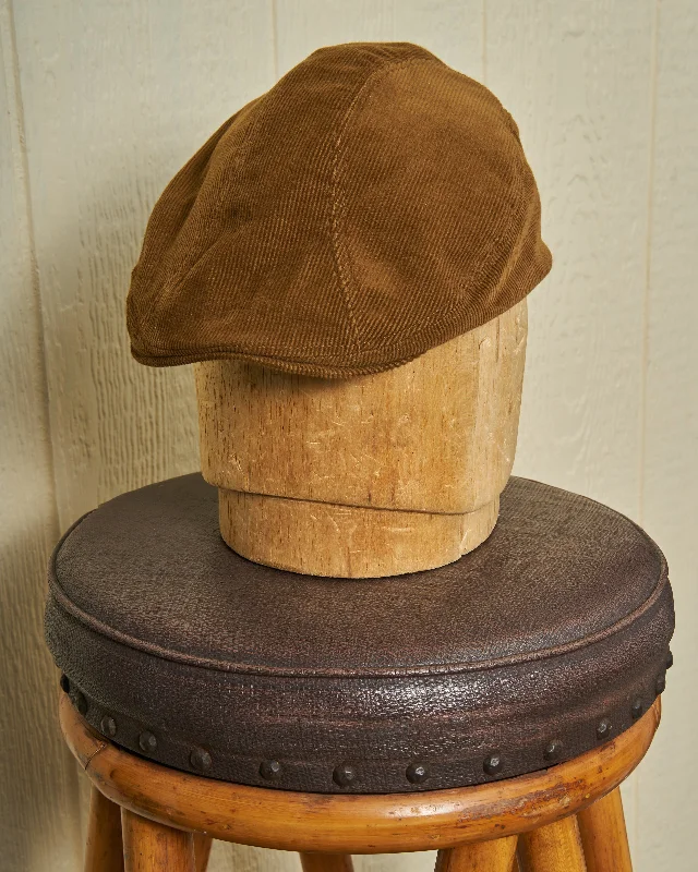 Soft cap for sensitive scalp comfort -Touring Cap in Russet Corduroy