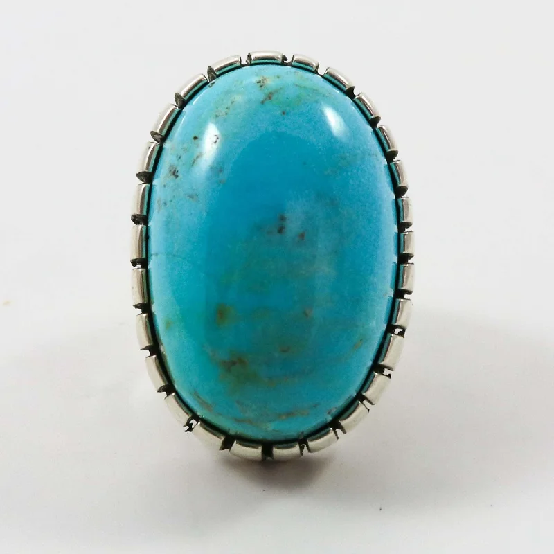 Statement rings with large geometric opal gems -Castle Dome Turquoise Ring