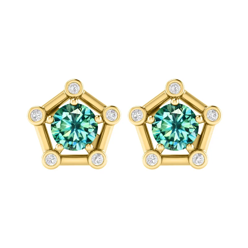 Rings with starburst topaz for radiant beauty -Gold Over Sterling Silver with Green Moissanite & White Topaz Earring