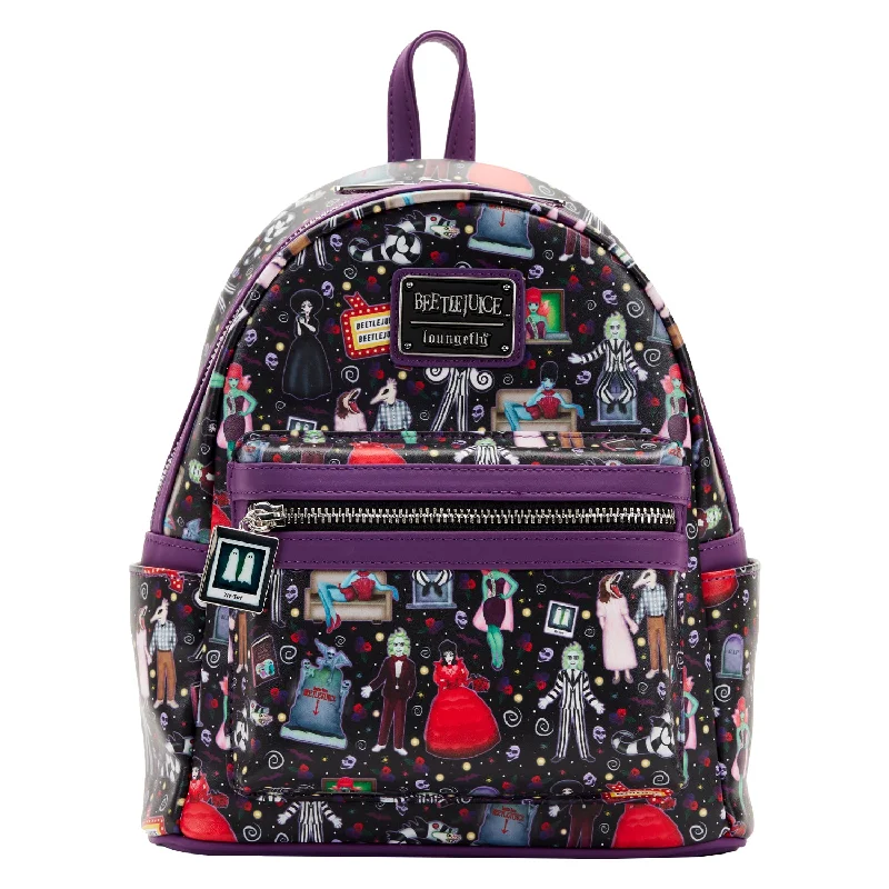 Urban travel backpack with smart organizer pockets -Loungefly Beetlejuice Icons Mini Backpack