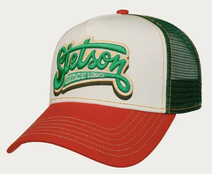 Adjustable snapback cap for easy fit tweaks -Stetson Trucker Cap in Red & Green 7761162