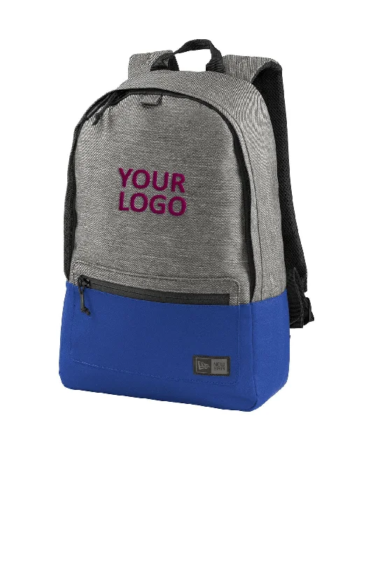 Weatherproof backpack for unpredictable climate conditions -New Era Legacy Custom Backpacks, Grey Twill Heather/ Royal