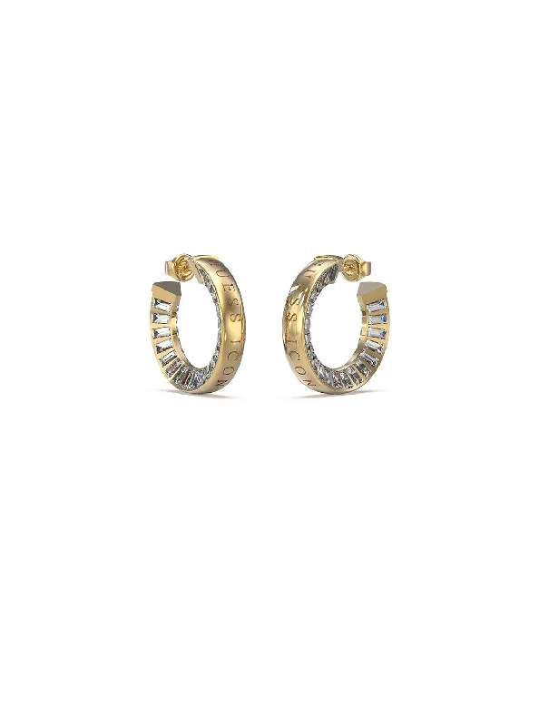 Gold Crystal Baguette Hoop Earrings