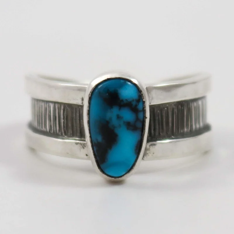 Rings with branch-inspired bands for organic -Kingman Turquoise Ring