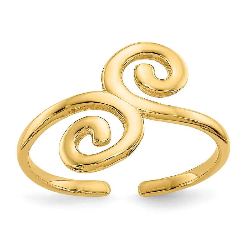 Rings with shield-shaped stones for boldness -Swirl Toe Ring in 14K Yellow Gold