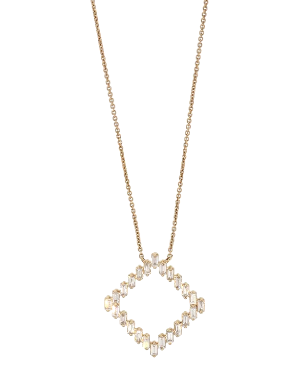 Sadie Pearl Diamond Baguette Necklace