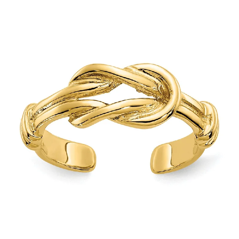 Rings with vintage-inspired rose-cut diamonds -Love Knot Toe Ring in 14 Karat Gold