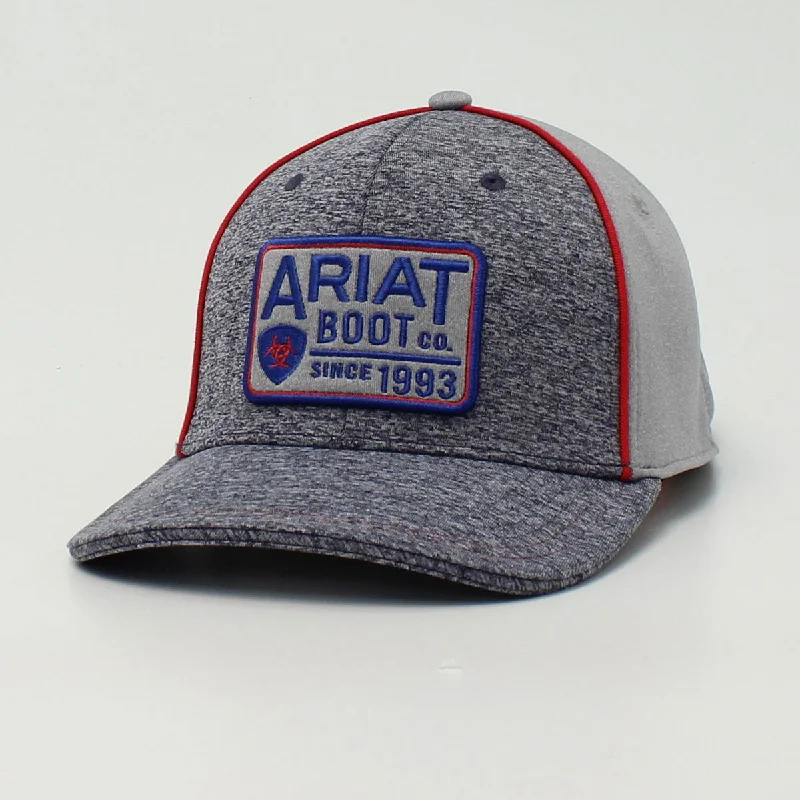 Vintage cap with distressed logo detail -Ariat Snap Back Heather Patch Logo in Grey Cap A300012406