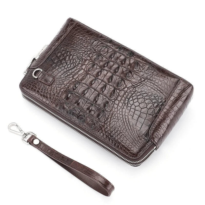 Fashion Crocodile Leather Cell Phone Pocket Long Clutch Bag for Men