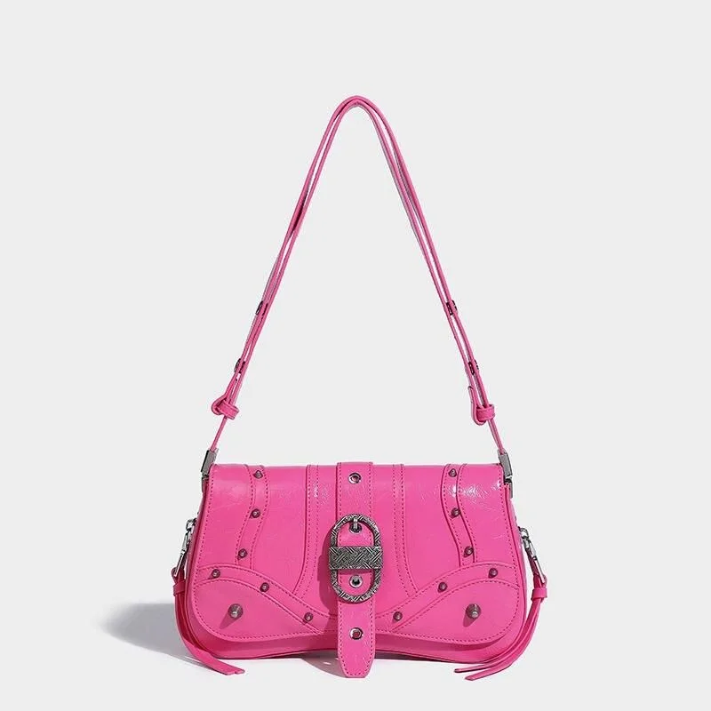 Punk Pink Leather Envelope Shoulder Bag