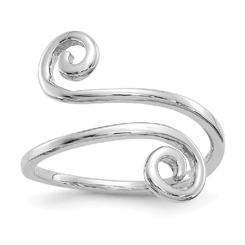 Rings with polished jade for smooth calm -Swirl Adjustable Toe Ring in 14 Karat White Gold