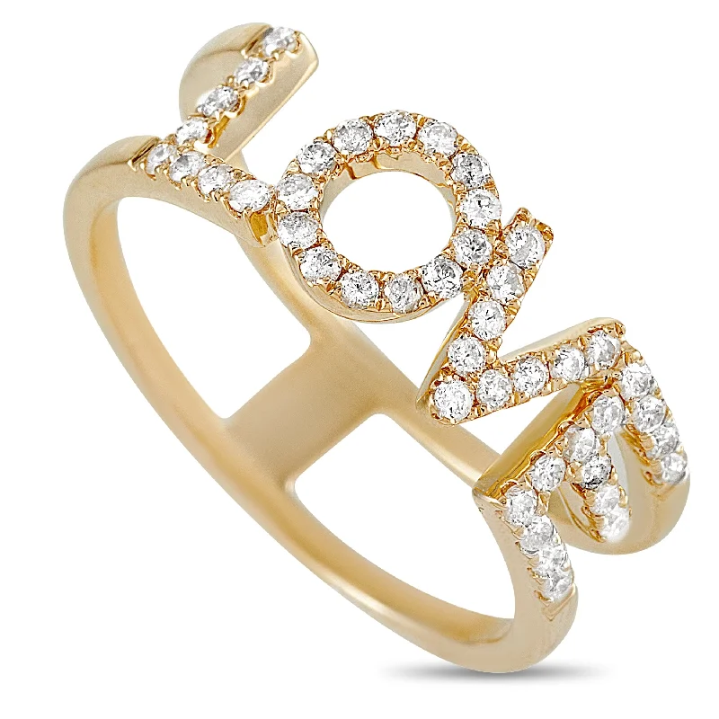 Rings with citrine stones for sunny vibes -LB Exclusive 14K Yellow Gold 0.35 ct Diamond Love Ring