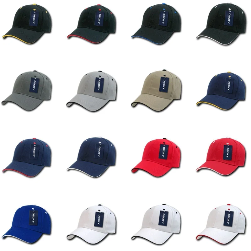 Sports team cap for game day support -1 Dozen Blank Decky Sandwich Visor Pro Baseball Hats Caps Wholesale Lot