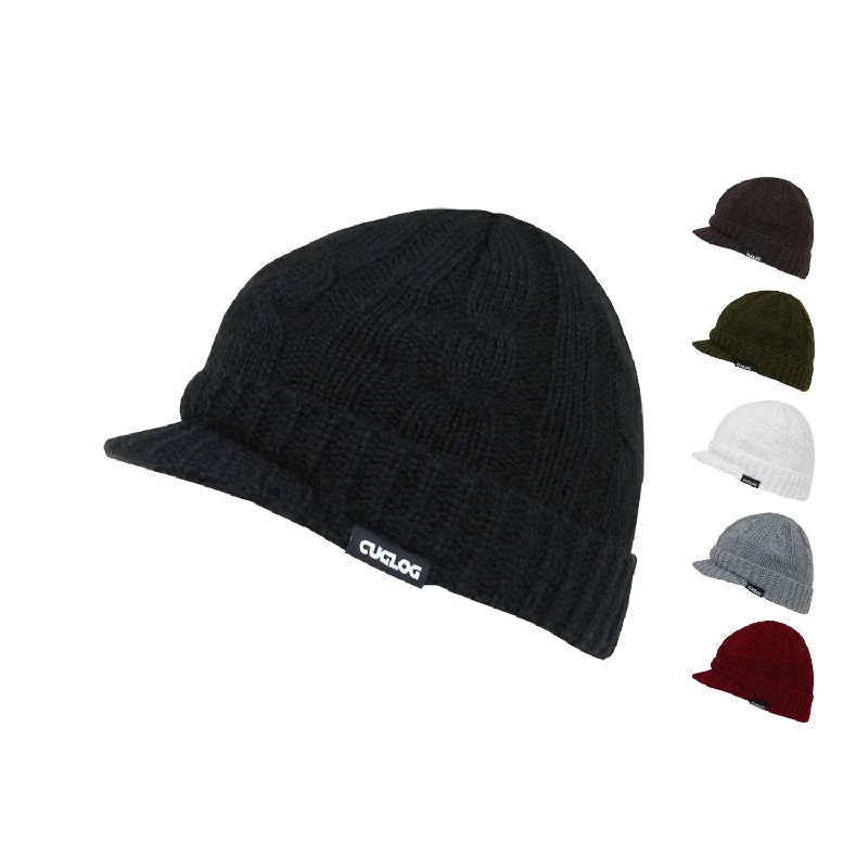 Canvas baseball cap for long-lasting wear -Cuglog K007 Sweater Cable Knit Beanies Hats Winter Ski GI Skull Visor Caps