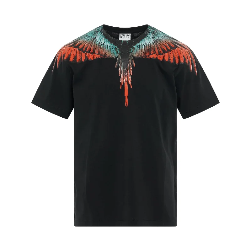 Vintage-inspired backpack with brass buckle details -Icon Wings Regular Fit T-Shirt in Black/Orange