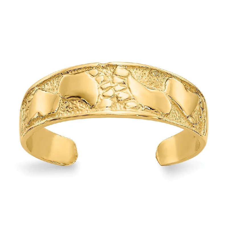 Rings with branch-inspired bands for organic -Footprints Toe Ring in 14 Karat Gold