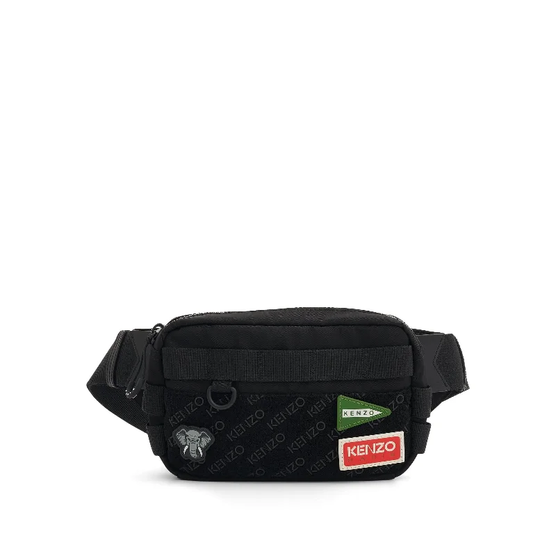 Reinforced bottom backpack for heavy load durability -Jungle Belt Bag in Black