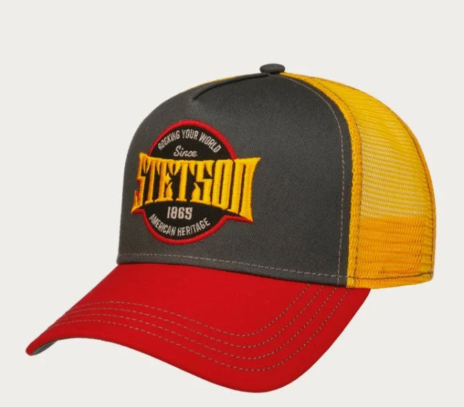 Minimalist cap for sleek simple style -Stetson Trucker Cap 7761159 Red/Black/Yellow