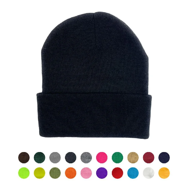 Designer trucker cap with signature brand patch -Beanies Caps Toboggan Cuffed Soft Knit in Bulk Multi-Color Plain Blank Wholesale