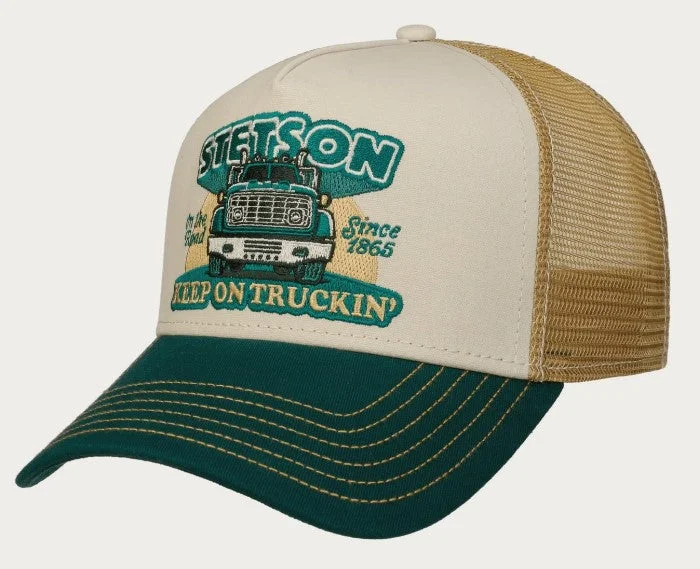 Designer dad cap for upscale casual flair -Stetson Trucker Cap in Green & Brown Tones 7761164