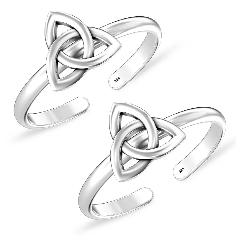 Rings with twisted rose gold band designs -925 Sterling Silver Triangle Design Toe Ring for Women