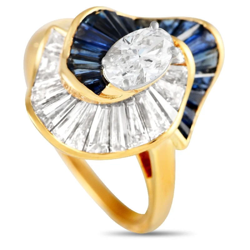 Sterling silver rings with vibrant turquoise stones -Oscar Heyman 18K Yellow Gold 1.78ct Diamond and Sapphire Ring OH11-100224