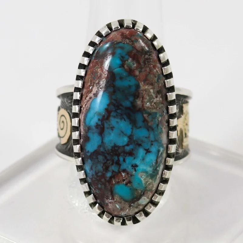 Rings with birthstone clusters for personalization -Bisbee Turquoise Ring