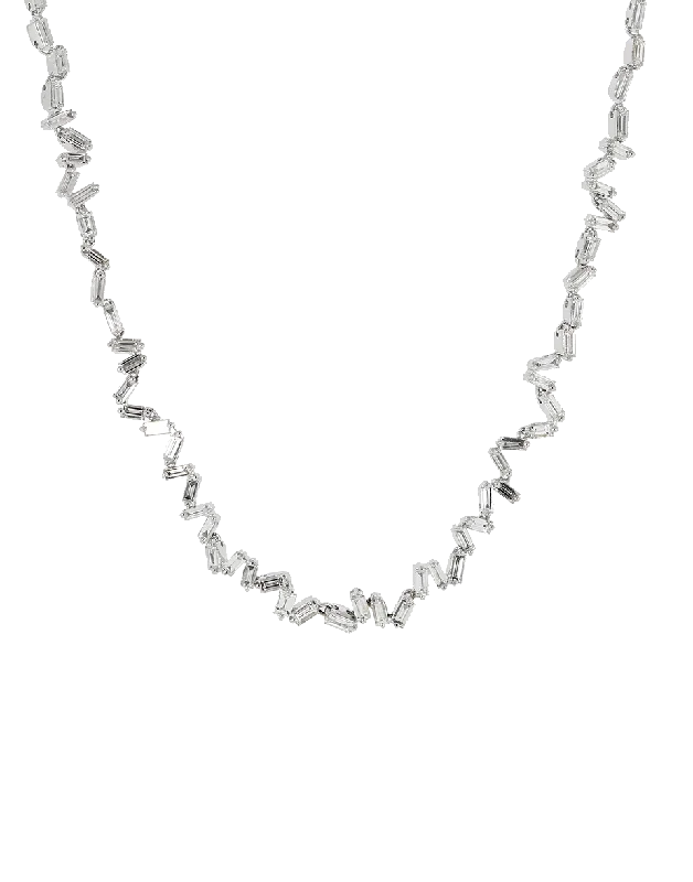 Zig Zag Diamond Baguette Necklace