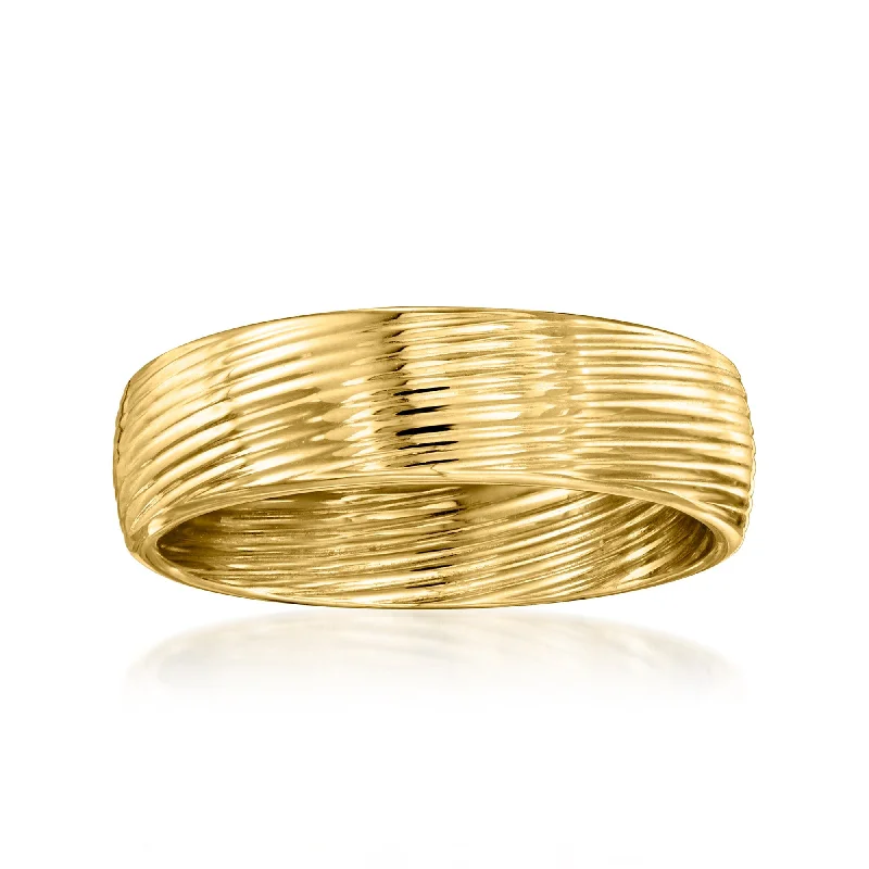 Rings with blue quartz for cool tones -Ross-Simons Italian 14kt Yellow Gold Ribbed Ring