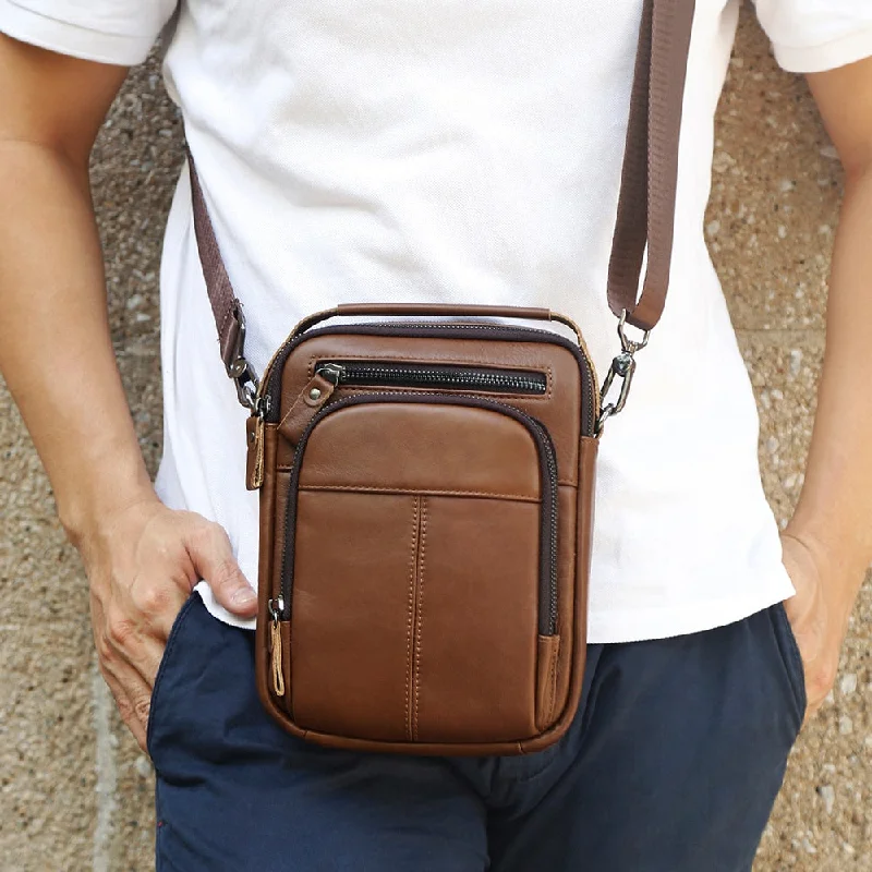 Men's Casual Genuine Leather Small Soft Cross Body Shoulder Bags