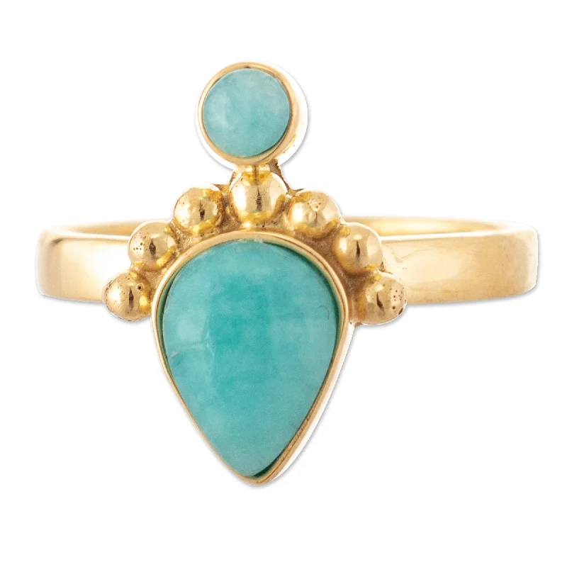 Rings with infinity loops for timeless love -Novica Handmade Silhouettes Of Water Gold-Plated Amazonite Cocktail Ring