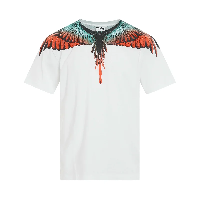 Lightweight sling backpack for one-shoulder ease -Icon Wings Regular Fit T-Shirt in White/Orange