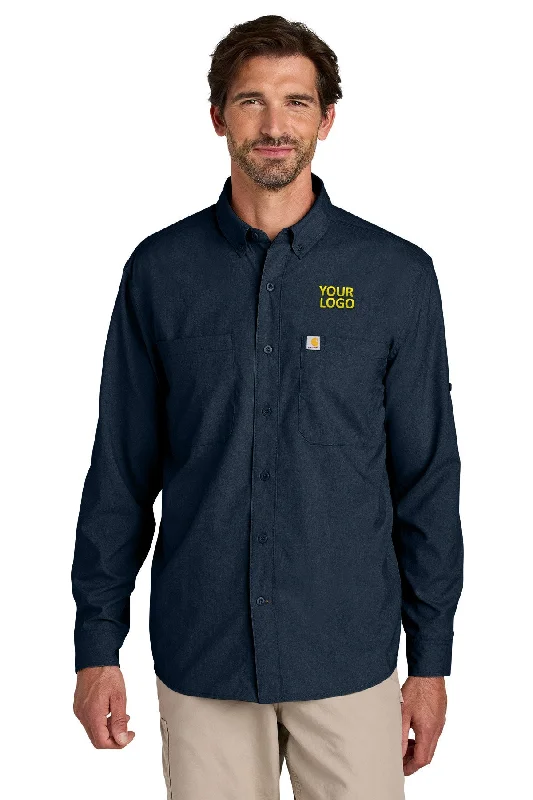 Roll-top backpack for versatile waterproof protection -Carhartt Force Sun Defender Long Sleeve Custom Shirts, Navy