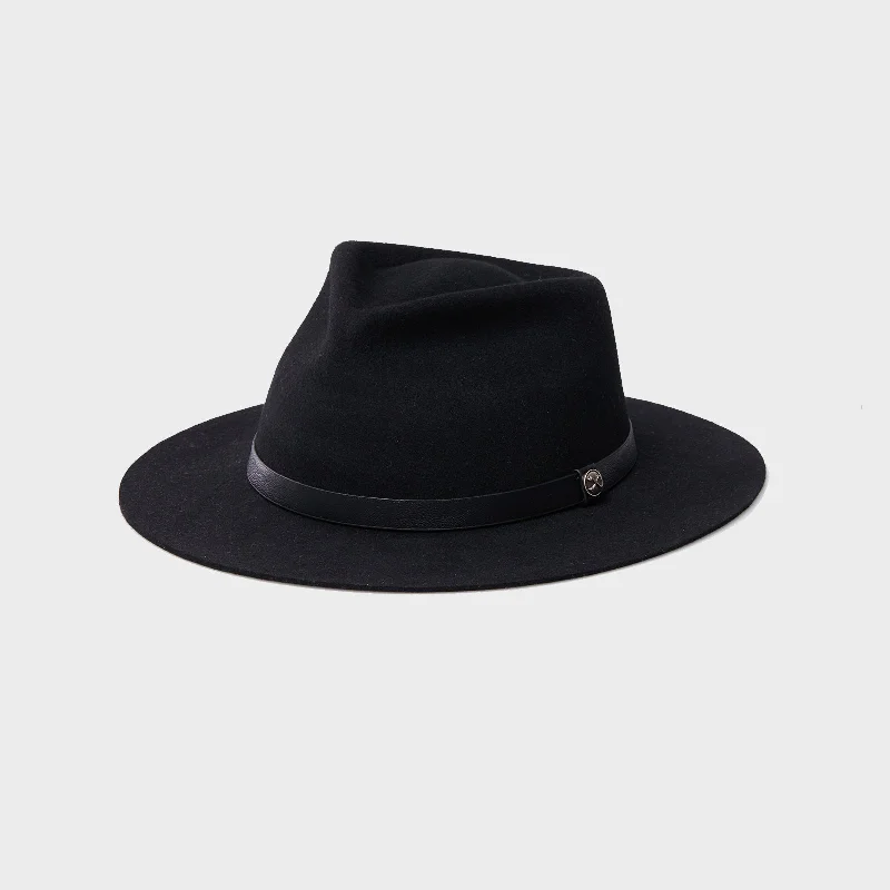 Bright cap for fun festival outfits -Black Wolf - Wide Brim Fedora