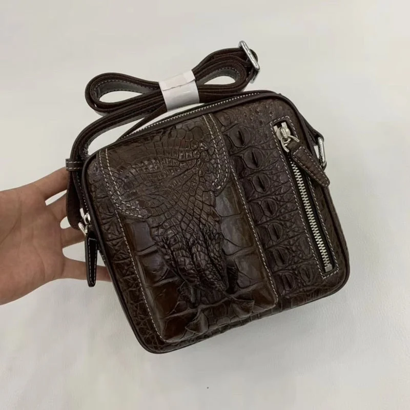 Men's Genuine Leather Crocodile Design Cross Body Messenger Bags