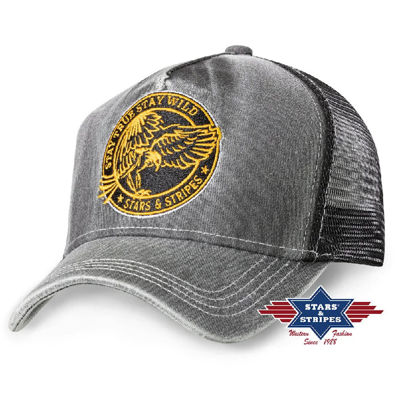 Warm wool cap for cold weather days -Trucker Stay Wild Grey