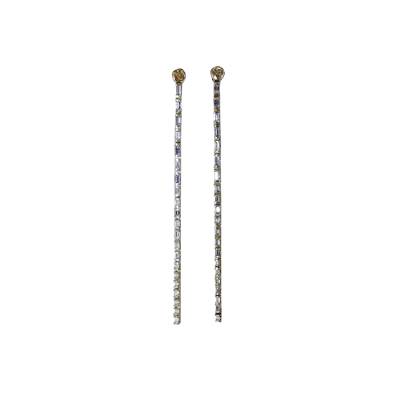 Diamond Baguette Stick Earrings