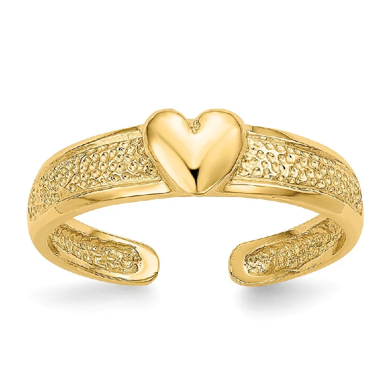 Rings with vintage-inspired rose-cut diamonds -Heart Toe Ring in 14 Karat Gold