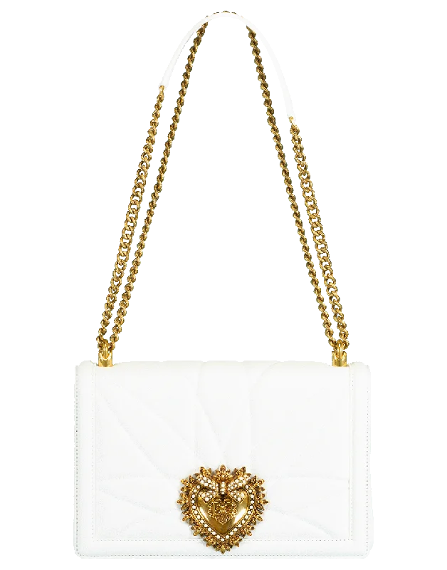 White Devotion Medium Flap Chain Bag