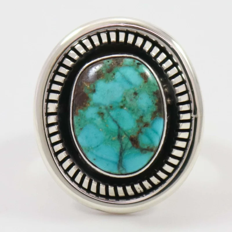 Rings with branch-inspired bands for organic -Kingman Turquoise Ring