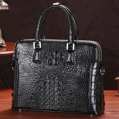 Men's Formal Business Luxury Genuine Leather Crocodile Briefcase Hand Bag